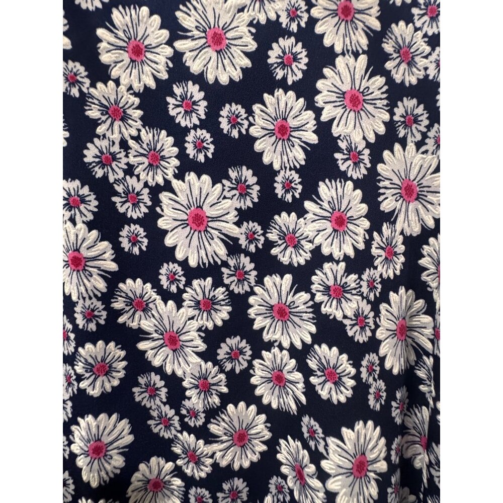 MSK Womens Navy Floral Print Polo Collar Dress XL Short Sleeve Zipper Front Casu - Picture 6 of 6